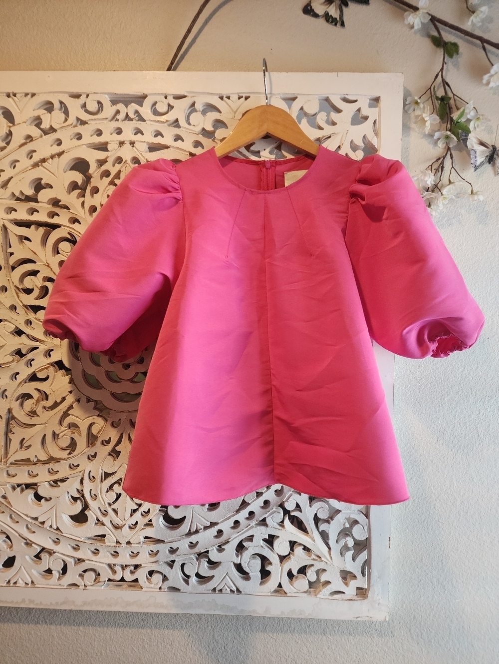 AVN PUFF SLEEVES CREW NECK PINK TOP 38 MADE IN ITALY